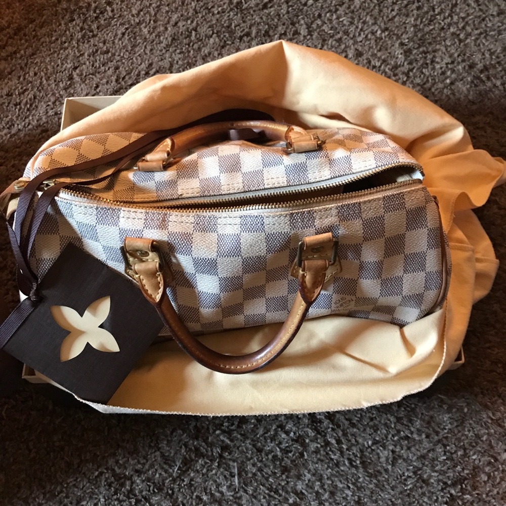 Authentic Louis Vuitton Speedy 30 Damier Azur